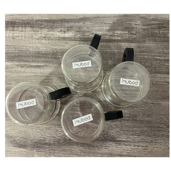 Mubod Bistro Black Handle Expresso Mugs / Cups 6 Oz Set of 4 - Picture 4 of 6